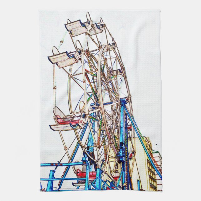 Ferris Wheel-Chalk-Kontur von Shirley Taylor Küchentuch (Vertikal)