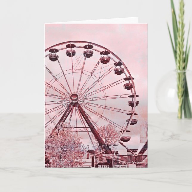 Ferris Wheel En Rose Salutation Carte Anniversaire (Devant)