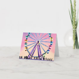 Ferris Wheel Sunset | Schöne Wasserfarbe Karte