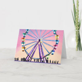 Ferris Wheel Sunset | Schöne Wasserfarbe Karte