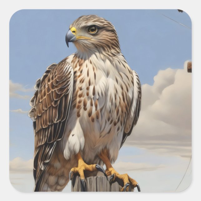 Ferruginous Hawk steht auf Power Quadratischer Aufkleber (Vorderseite)