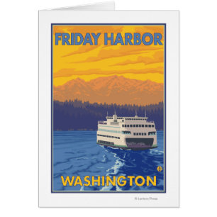 Ferry and Mountains - Friday Harbour, Washington