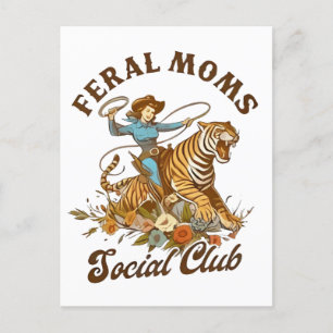 Ferry Mama Social Club Funny Retro Boho Cowgirl Ankündigungspostkarte