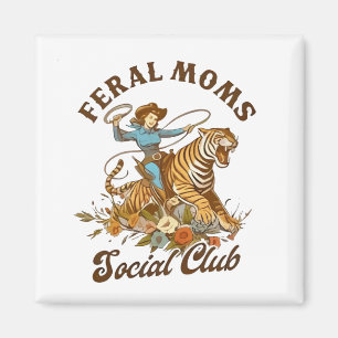 Ferry Mama Social Club Funny Retro Boho Cowgirl Magnet