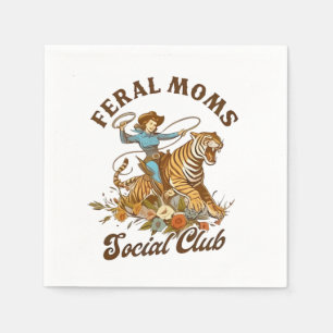 Ferry Mama Social Club Funny Retro Boho Cowgirl Serviette