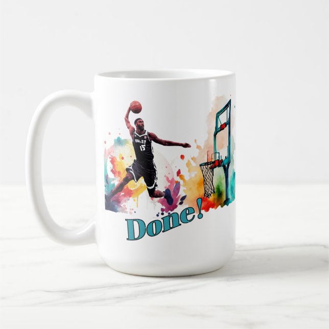 Fertig: Der ultimative Slam Dunk Basketball Trend Kaffeetasse (Links)