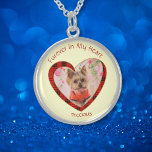 Fertig in meinem Foto für Herzklopfen Karierte Paw Sterling Silberkette<br><div class="desc">Furever In My Heart Gedenkstätte Sake mit einem roten und schwarzen karierten Pfoten Print-Design und einer Imitat Glitzer Kontur. Fügen Sie Ihr Foto und den Namen des Begleiters hinzu. Der gesamte Text ist anpassbar.</div>