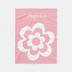 Fertig rosa Fleecefelette mit weißer Blume Fleecedecke