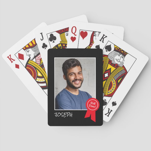 Fertig Rote Rosette, kundenspezifisches Foto - Per Spielkarten (Rückseite)