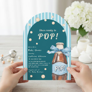 Fertig zum Knallen Blau Gestreifte Babyparty-Einla Einladung