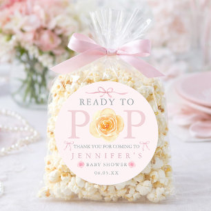 Fertig zum Platzen Baby Shower Popcorn-Tüte  Runder Aufkleber