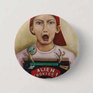 Fertige Malerei der alien-Plätzchen Button