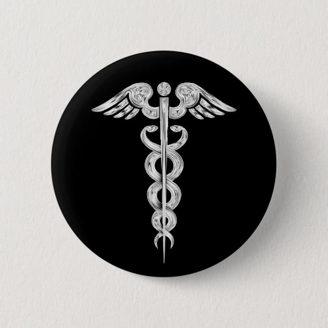 Fertigen Sie - Caduceus-medizinisches Button (Vorderseite)