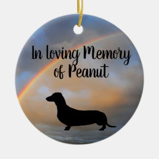 Fertigen Sie Dackel im Himmel RIP-Regenbogen Keramik Ornament