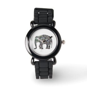 Fertigen Sie funkelnd bunten silbernen Mosaik Armbanduhr