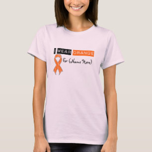Fertigen Sie mich tragen orange Band-Nieren-Krebs T-Shirt