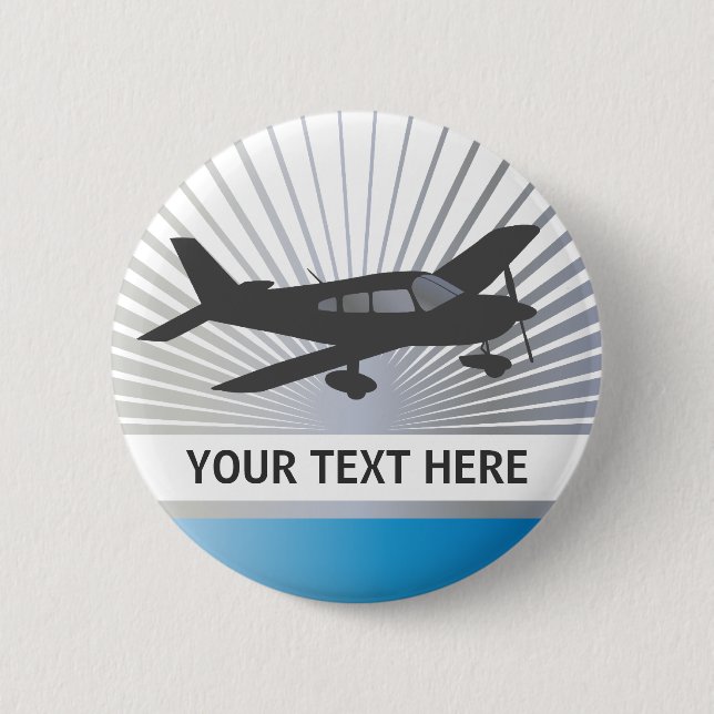 Fertigen Sie Text - niedriger Flügel-Flugzeug Button (Vorderseite)
