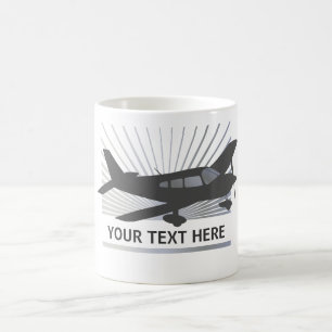 Fertigen Sie Text - niedriger Flügel-Flugzeug Kaffeetasse