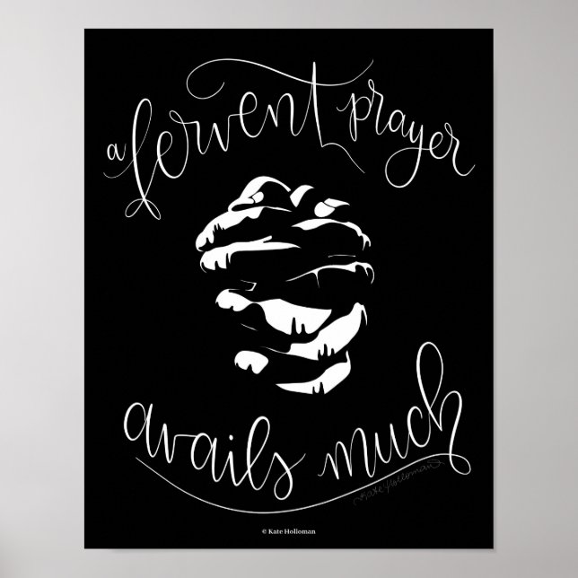 Fervent Gebet viel - Gebet Hände Schwarz Poster (Vorne)