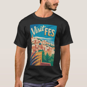 Fes Marokko Afrika Illustration Reise Kunst Vintag T-Shirt
