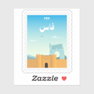 Fes Marokko Briefmarke Reise Aufkleber