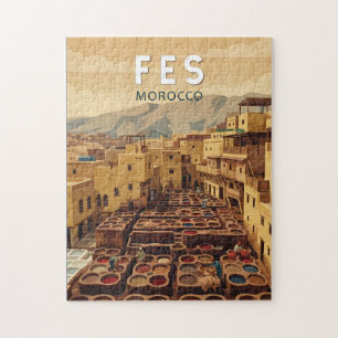 Fes Marokko Illustration Reise Kunst Vintage