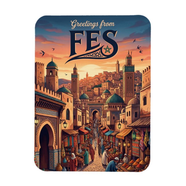 Fes Medina Marokko Magnet (Vertikal)