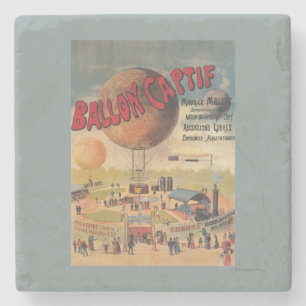Fesselballonfahrten auf einem Ausstellungsposter Steinuntersetzer