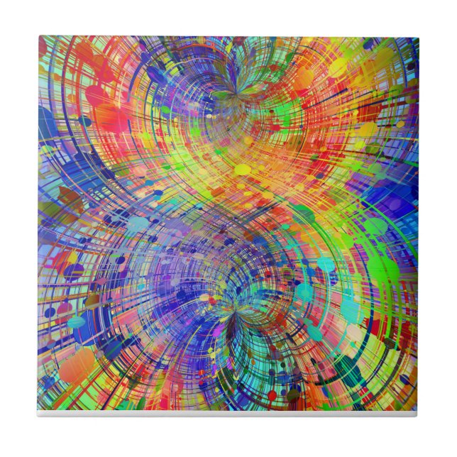 Fesselnde farbenfrohe Spiralen Fliese (Vorderseite)