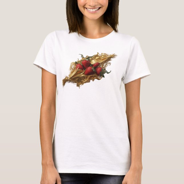 Fesselnde rote abstrakte Erdbeeren T-Shirt (Vorderseite)