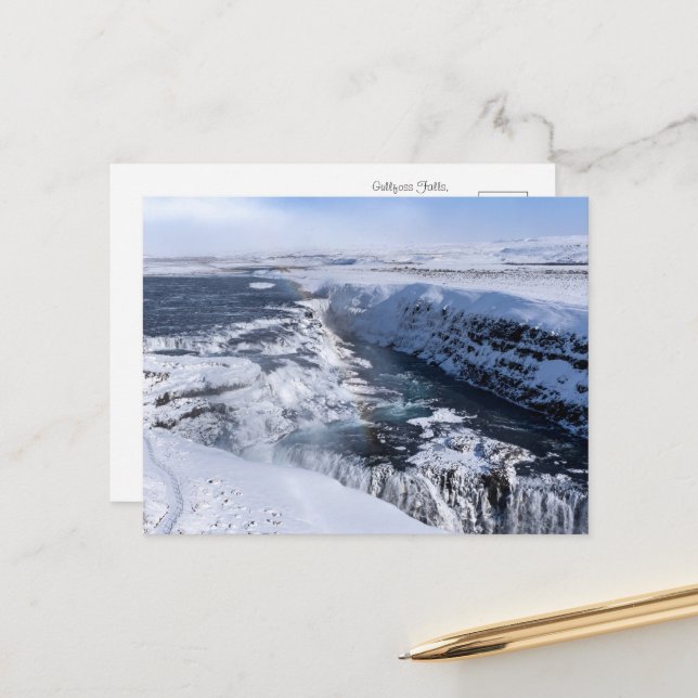 Fesselndes Gullfoss Wasserfall Postkarte (Vorderseite/Rückseite Beispiel)