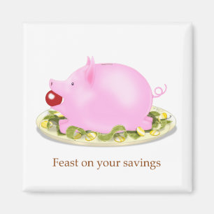 Fest auf Ihre Ersparnisse Piggy Bank auf Plate of Magnet