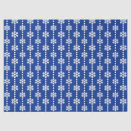 Fest Blaue und weiße Winterschneeflocken Muster Seidenpapier