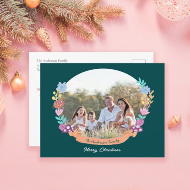 Fest Blumenreath Dunkles grünes Foto Weihnachten (Von Creator hochgeladen)