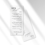 Fest das moderne schwarze Hochzeitmenü der Kalligr Menükarte<br><div class="desc">Ein frisch-minimalistisches Hochzeitsmenü. Moderne Kalligraphie kombiniert mit einer klassischen Serifentypografie für einen schicken Look. . Dieses Design in Schwarz-Weiß ist ideal für eine elegante, Sommer-, Herbst-, Frühling-Country-Club oder Hochzeit im Freien. Wenn Sie Hilfe benötigen oder Fragen haben, kontaktieren Sie mich bitte (Maria) über den unten stehenden Kontaktknopf, ich bin gerne...</div>