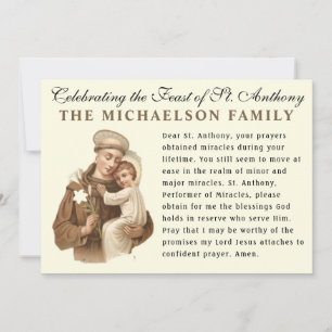 Fest des heiligen Anthony Padua katholische Gebets Karte
