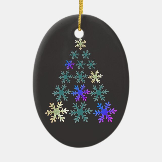 Fest Elegante Schneeflocken Keramik Ornament (Vorne)