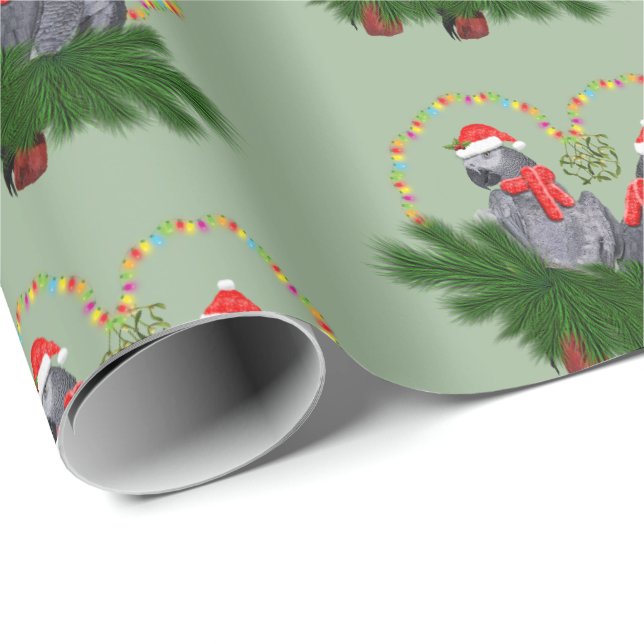 Fest Featherballs Wrapping Paper (Green) Geschenkpapier (Rolleneckpunkt)