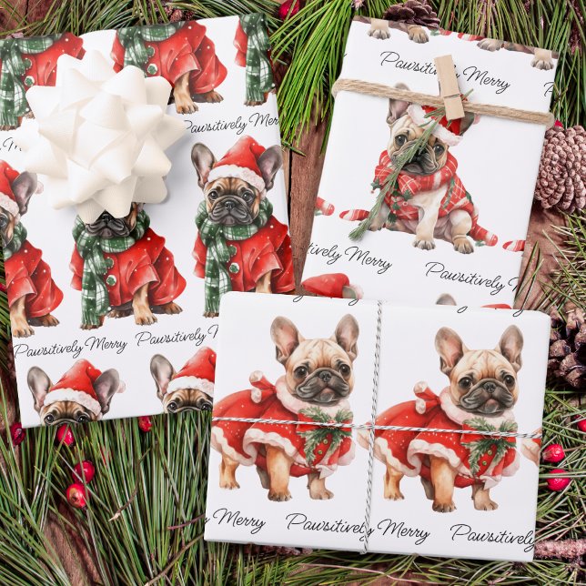 Fest Französischer Bulldog Hunde Niedliche Welpen  Geschenkpapier Set (Von Creator hochgeladen)