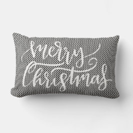 Fest frohe Weihnachten Schwarz-weiß Gingham Karier Lendenkissen