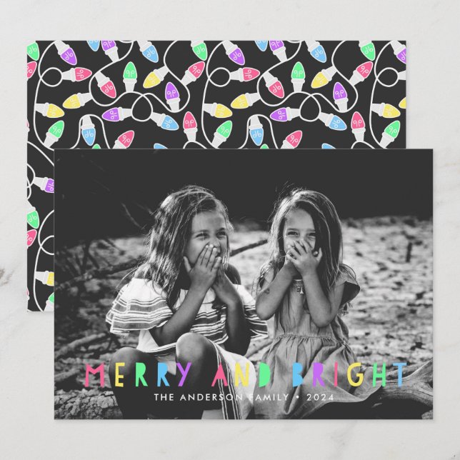 Fest fröhlich und hell Single Foto Weihnachten (Vorne/Hinten)