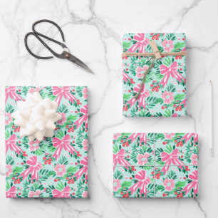 Fest gefliestes Weihnachtsbogenmuster Geschenkpapier Set