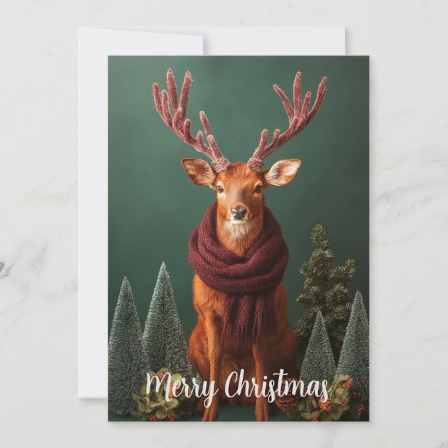Fest Hirsche mit Rotem Scarf Weihnachten (Vorderseite)