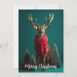 Fest Hirsche mit Rotem Scarf Weihnachten