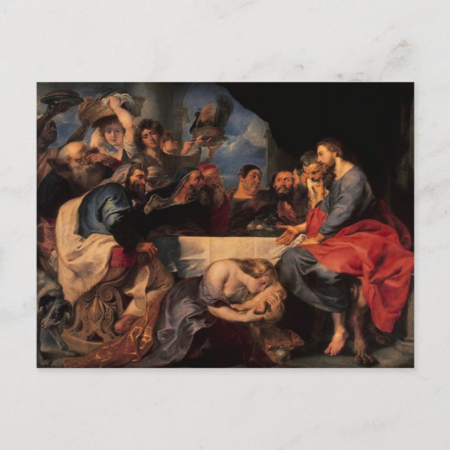 Fest im Haus von Simon dem Pharisee, c.1620 Postkarte (Vorderseite)