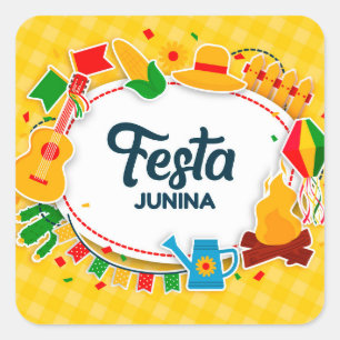 Fest Junina Quadratischer Aufkleber