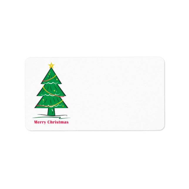Fest Kiefernbaum Frohe Weihnachtsblase Adressaufkleber (Vorne)