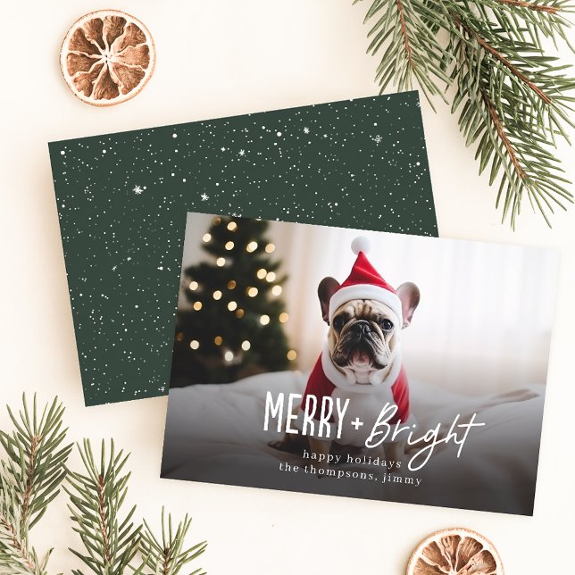 Fest Merry Bright Moderner Hund Foto Weihnachten (Von Creator hochgeladen)