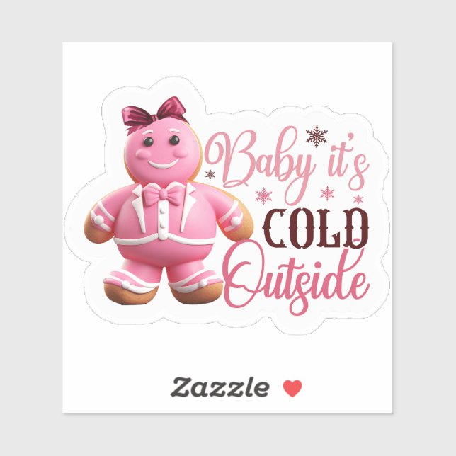 Fest Pink Gingerbread Mann verbreitet Chef Aufkleber (Blatt)