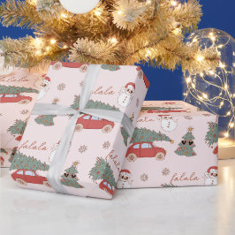 Fest rosa Groovy Weihnachtsbaum Wrapping Paper Geschenkpapier